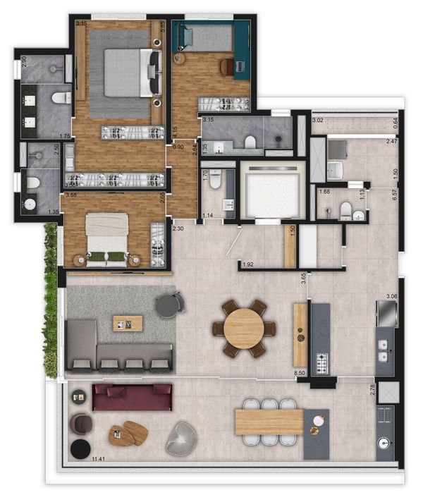 181 M² | 3 SUÍTES - Tipo 1