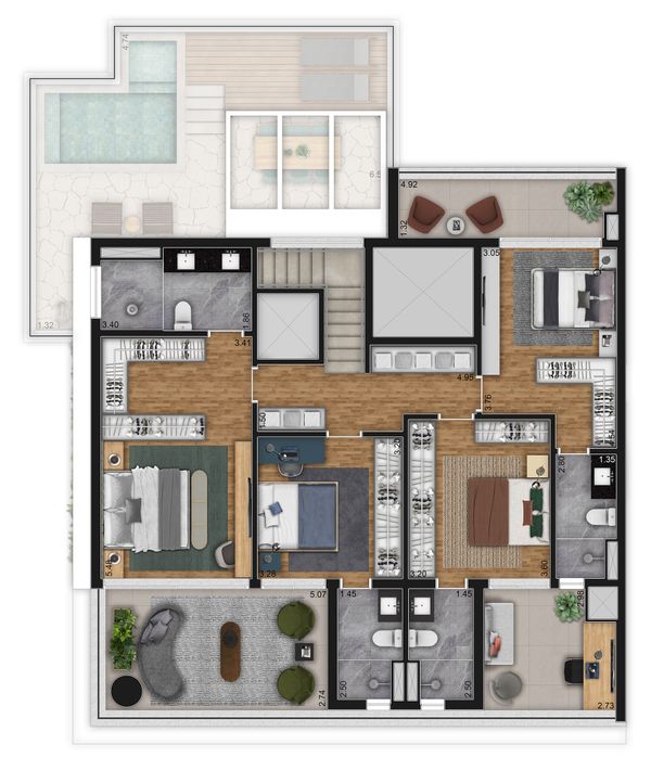 316 M² | 4 SUÍTES | Pav. Superior